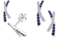 EFFY Collection EFFY&reg; Sapphire (1/8 ct. t.w.) & Diamond (1/10 ct. t.w.) Crisscross Stud Earrings in 14k White Gold